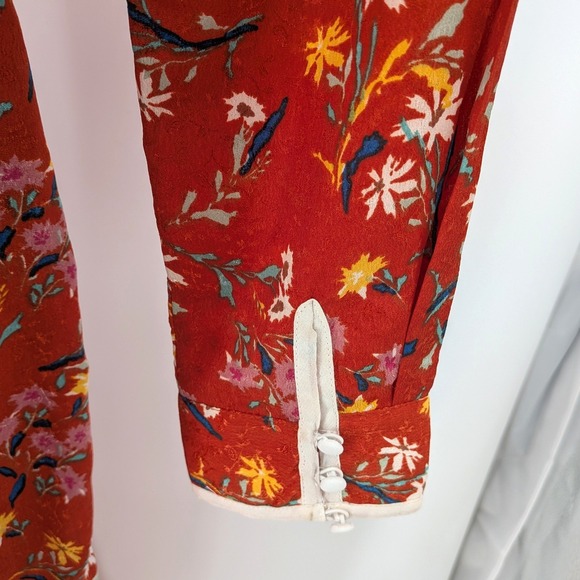 Free People Red Floral Wrap Dress Boho Romantic Cottagecore NWT Size 8 Midi - Picture 13 of 15